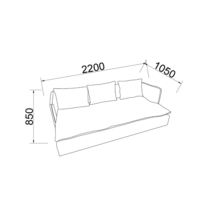 Sofa Bartolo 4-zits ivory bouclé 220 cm