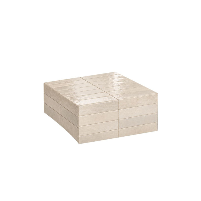 Salontafel Vence lichtbeige tegels laag 27 cm