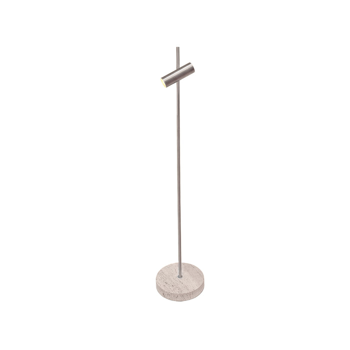 Lampadaire Vexa en acier brossé et travertin