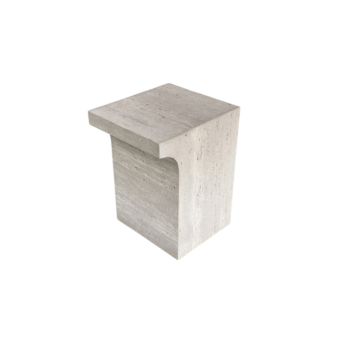 Table d’appoint Vinto en travertin blanc