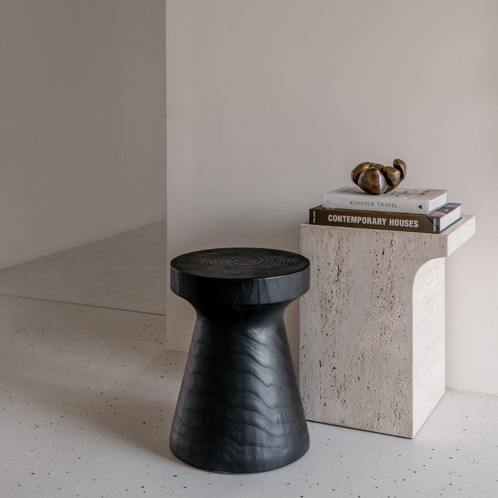 Table d’appoint Vinto en travertin blanc