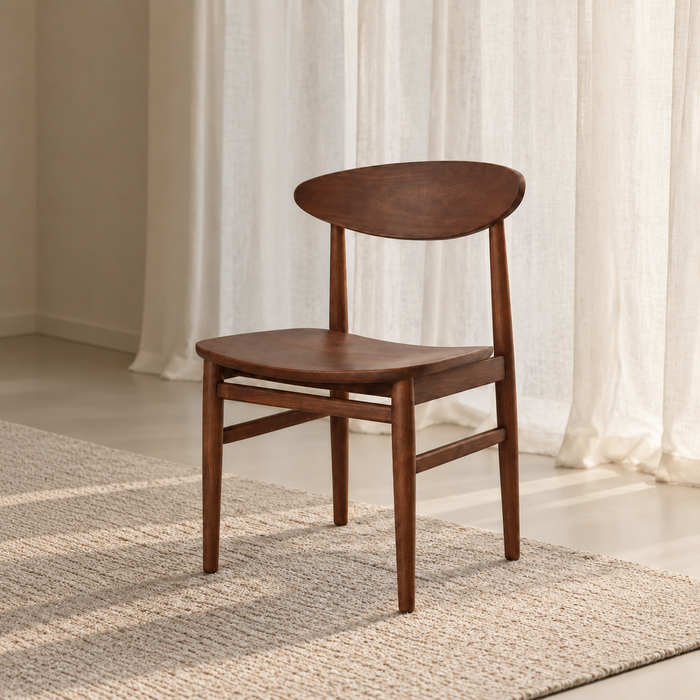 Tourcoing Dining Chair - Dark Walnut - Wooden Seat