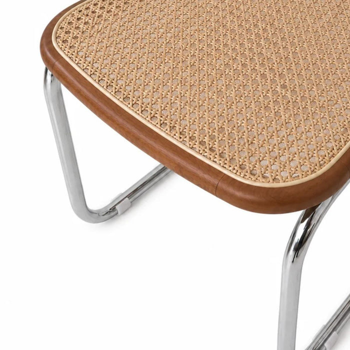 Chaise de salle à manger Swing en rotin noyer/chrome