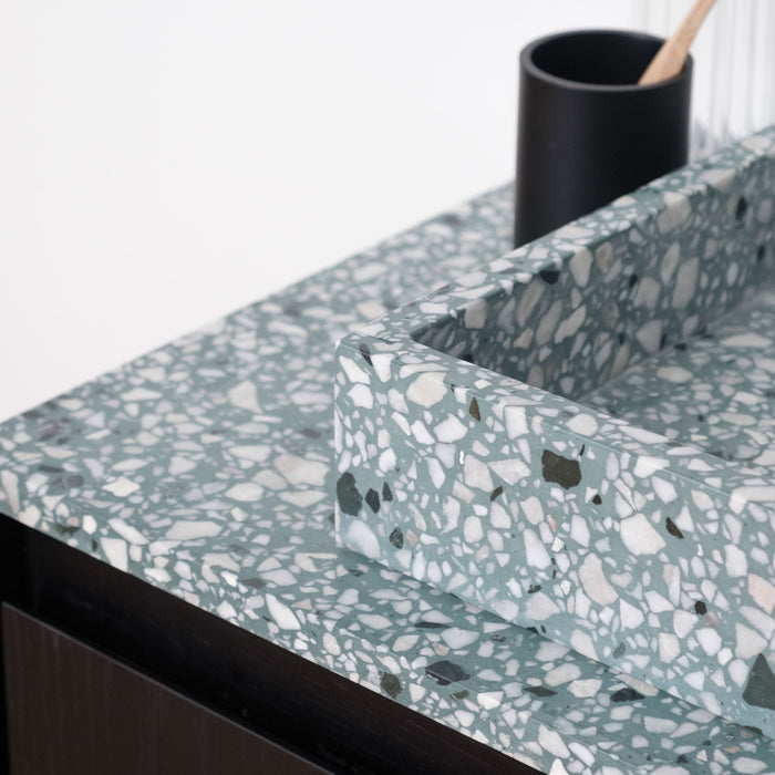 Badkamermeubel in Groen Terrazzo - Kast in Zwart Eik - 80 cm