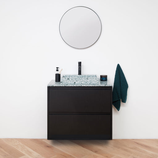 Badkamermeubel met Groen Terrazzo - Zwart Eiken kast - 80 cm