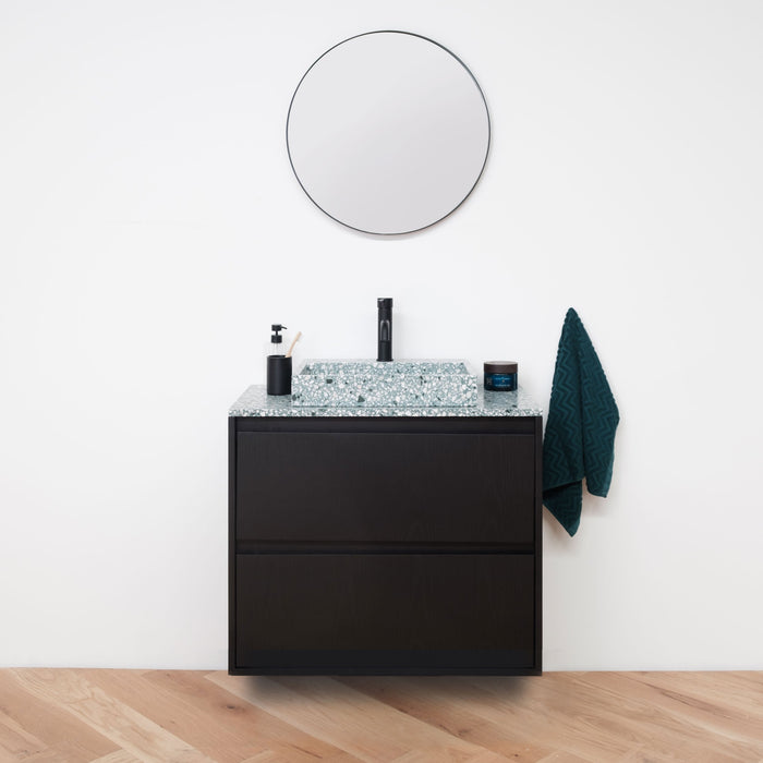 Badkamermeubel met Groen Terrazzo - Zwart Eiken kast - 80 cm