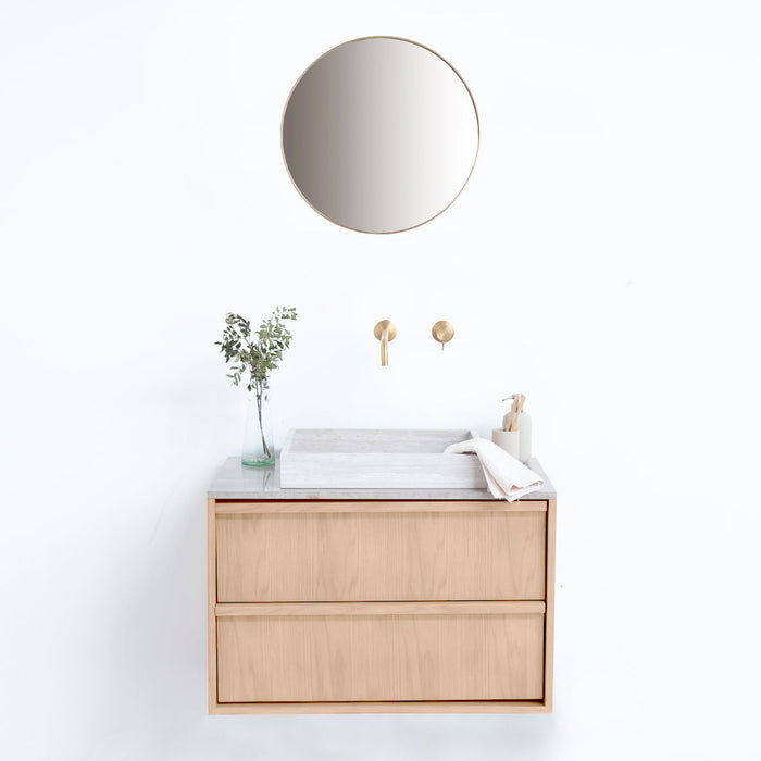 Badkamerset Fien in Eik met Veneer marmeren wastafel - 80 cm