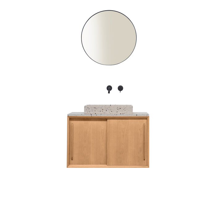 Nestor oak bathroom vanity with white terrazzo basin, George, 80 cm