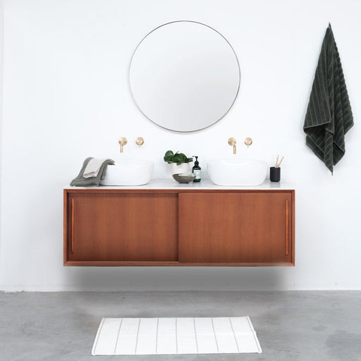 Badkamermeubel Nestor - Wit Keramiek - Teak wastafel - Alexis V - 150 cm