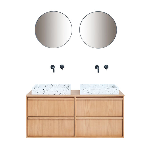 Fien Scandinavische eiken badkamerkast - Wit Terrazzo - 120 cmv