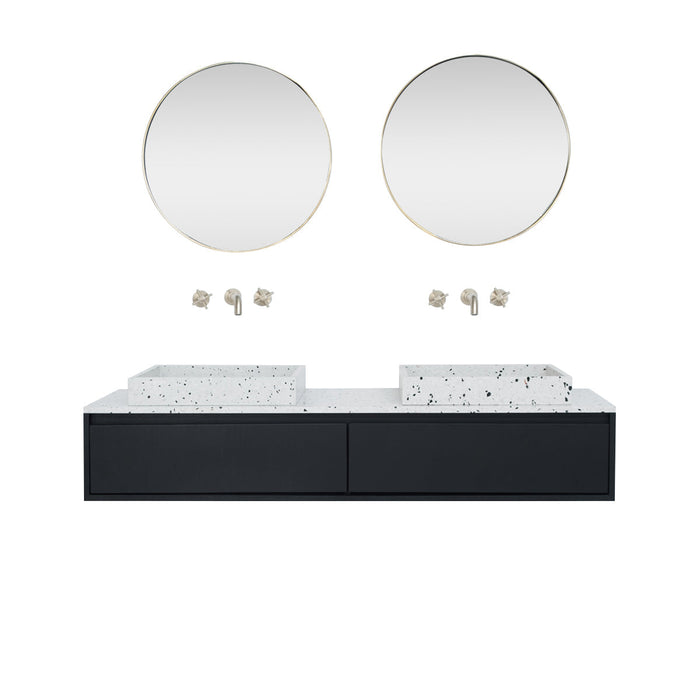 Zwart badkamerset Ann - George wastafel Terrazzo - Terrazzo bovenplaat - 150 cm