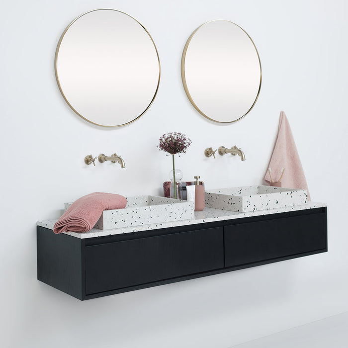 Ann kast kort Zwart badkamerset - George wastafel Terrazzo - Terrazzo bovenplaat - 150 cm