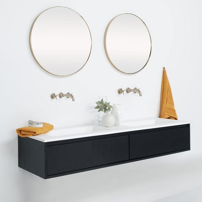 Ann short black bathroom set with Julian matte white washbasin, 150 cm