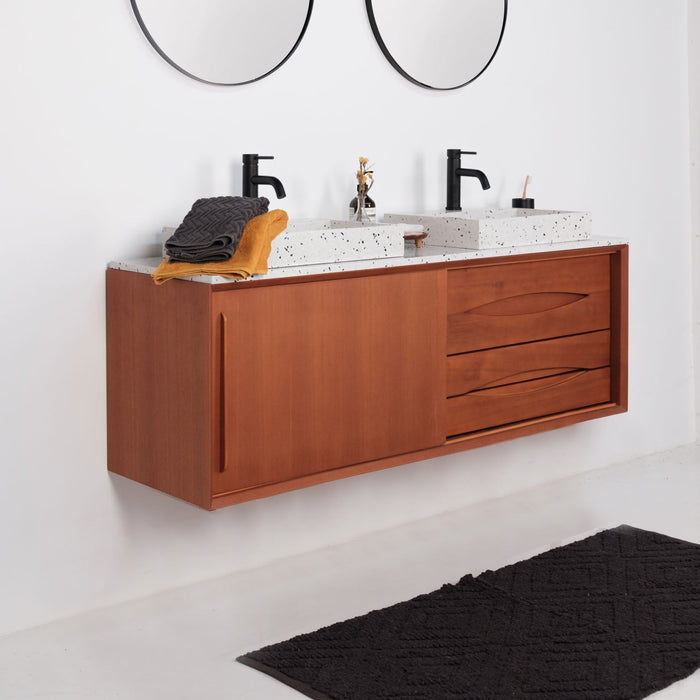 Teak wastafelmeubelset Bill - Terrazzo wastafel - Terrazzo wasplaat
