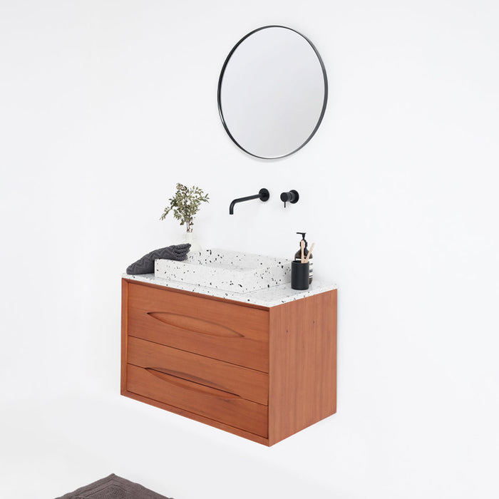 Badmöbel-Set Bill Teak mit weißem Terrazzo 80 cm