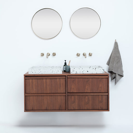 badkamerset 120 cm Walnoot Terrazzo wastafels