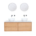Eiken badkamerkast Fien - 150 cm - Scandinavisch design - Inclusief Alexis I waskommen en wit terrazzo bovenplaat