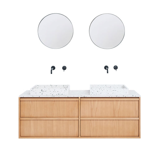 Eiken badkamermeubel Fien - Terrazzo wastafel en wasplaat - 150 cm