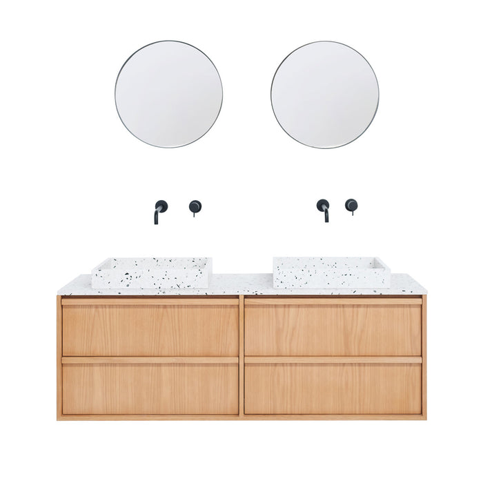 Eiken badkamermeubel Fien - Terrazzo wastafel en wasplaat - 150 cm