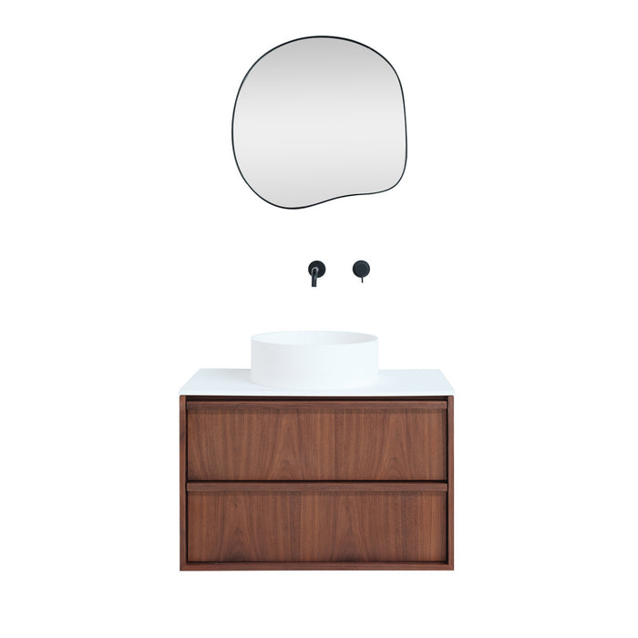 Fien badkamermeubelset - Walnoot - Sims solid surface waskommen - 80 cm breed
