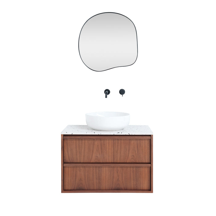 Badkamerset Fien - 80 cm - Walnoot - Alexis II met terrazzo bovenplaat