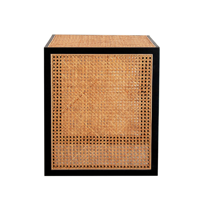 Bijzettafel in rotan Leon 46x51x56cm Zwart Naturel Rotan