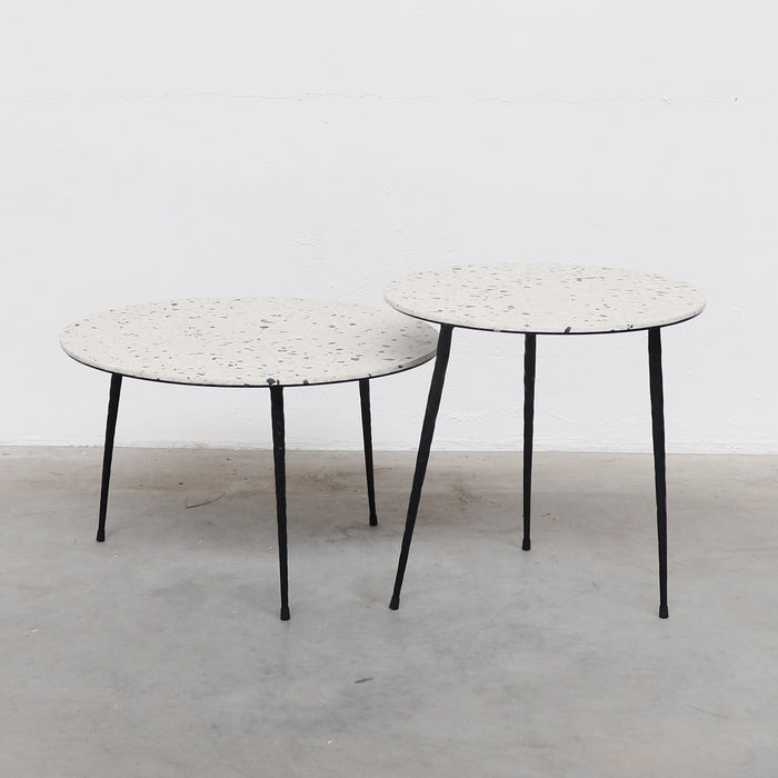 Bijzettafeltje Mauritz Zwart/Wit Terrazzo dia40/H40cm