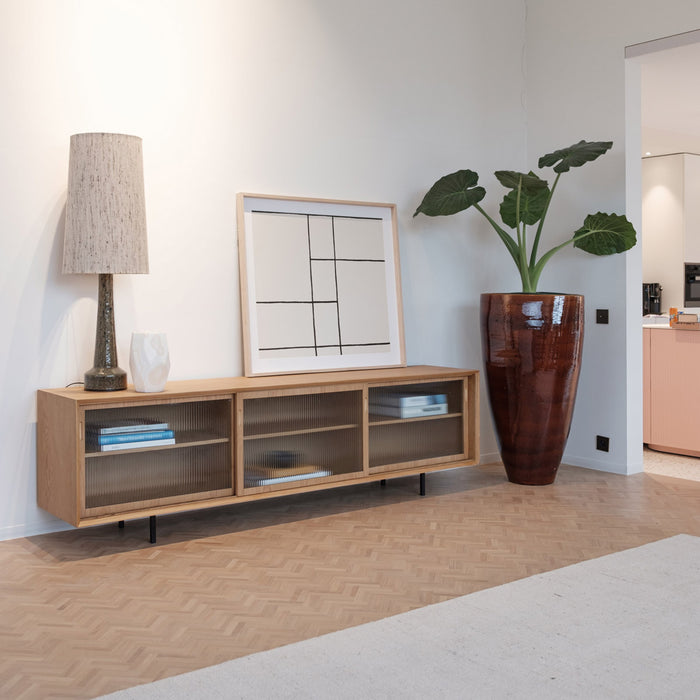 Dressoir Sanchez eik glazen deuren 220 cm