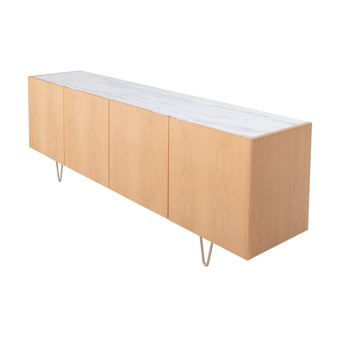 Pisa oak sideboard with white marble, 200 cm
