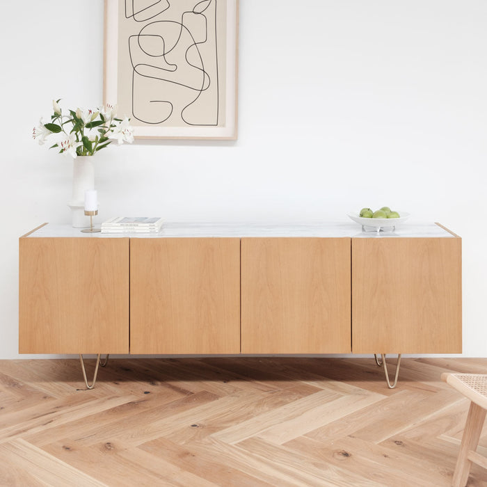 Pisa dressoir in Eik met wit marmer