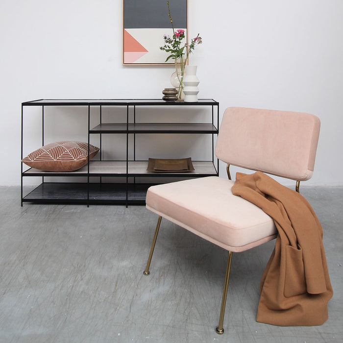 Roze fluwen stoel Emma Furnified