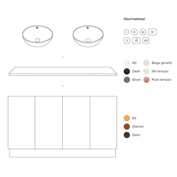 Mueble de baño escandinavo Felix de roble 154 cm
