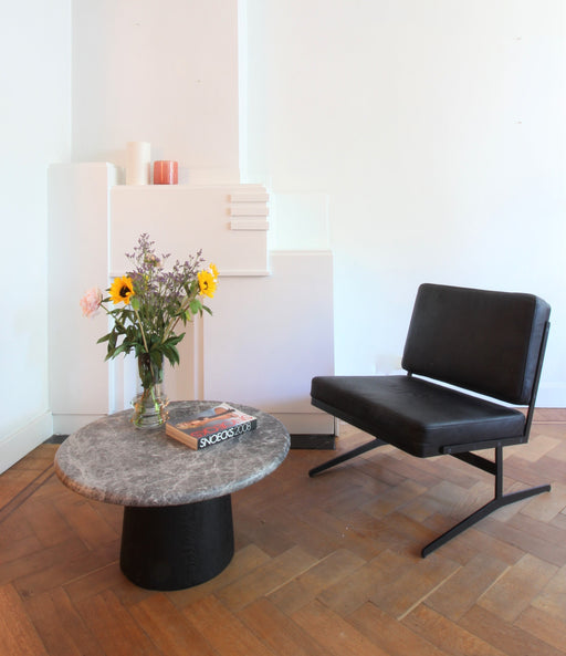 Salontafel op sokkel Firenze Grijs Marmer dia70cm