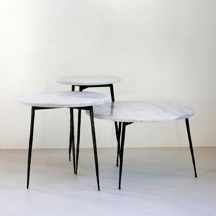 Florence Bijzettafel Wit Marmer dia32 H45cm