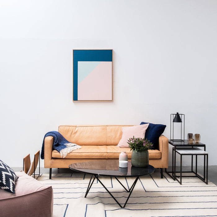 Gordon lederen zitbank cognac