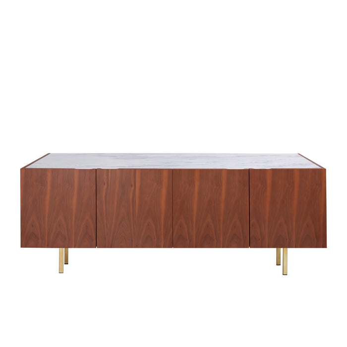 Pisa walnut sideboard with white marble, 200 cm
