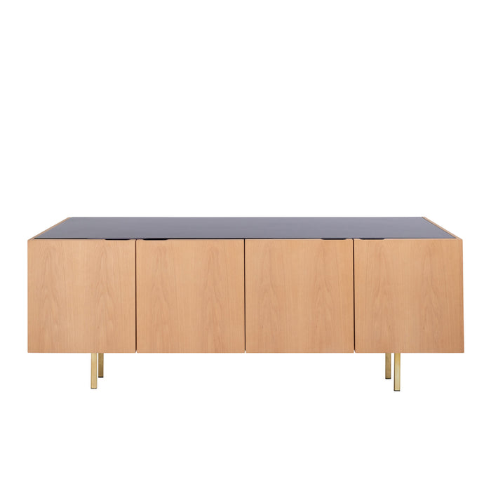 Buffet Pisa en chêne et marbre noir 200 cm