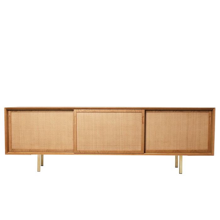 Aparador vintage Oskar de roble/ratán natural 220 cm