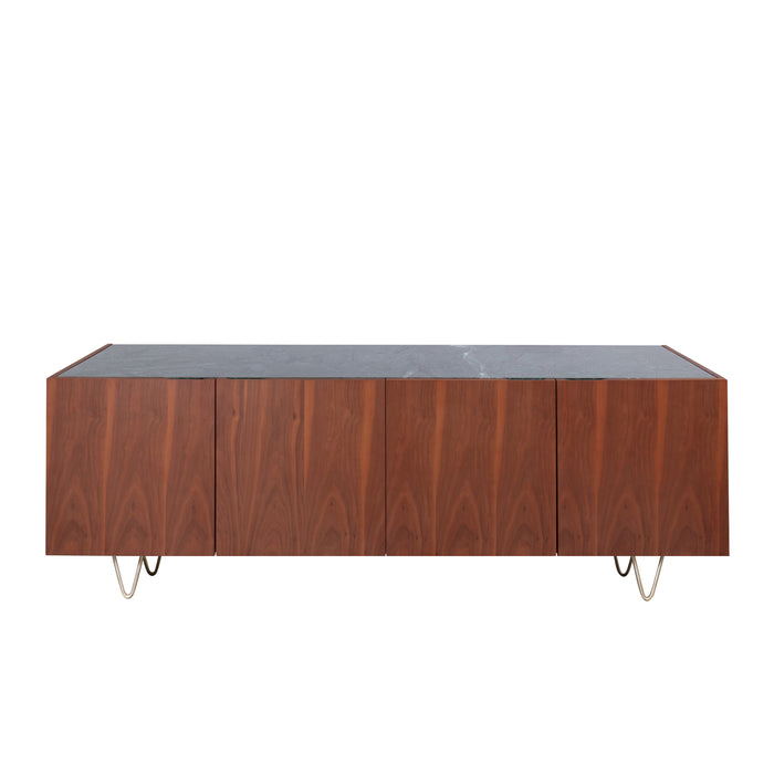 Buffet Pisa en noyer et marbre vert 200 cm
