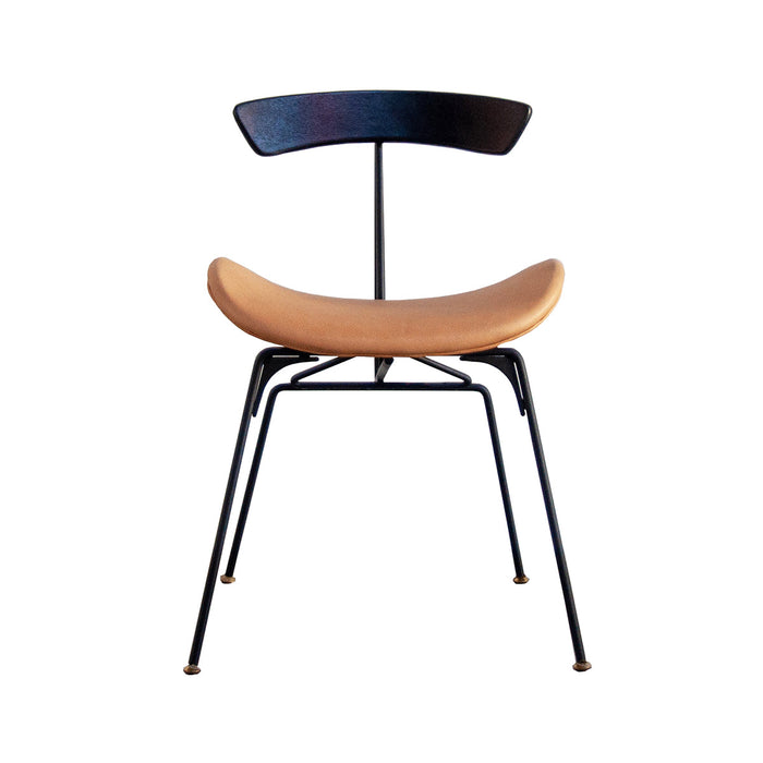 Julia Stoel Cognac Leder Zwart
