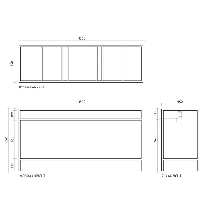 Estructura de mueble de baño Jules de acero negro 150 cm