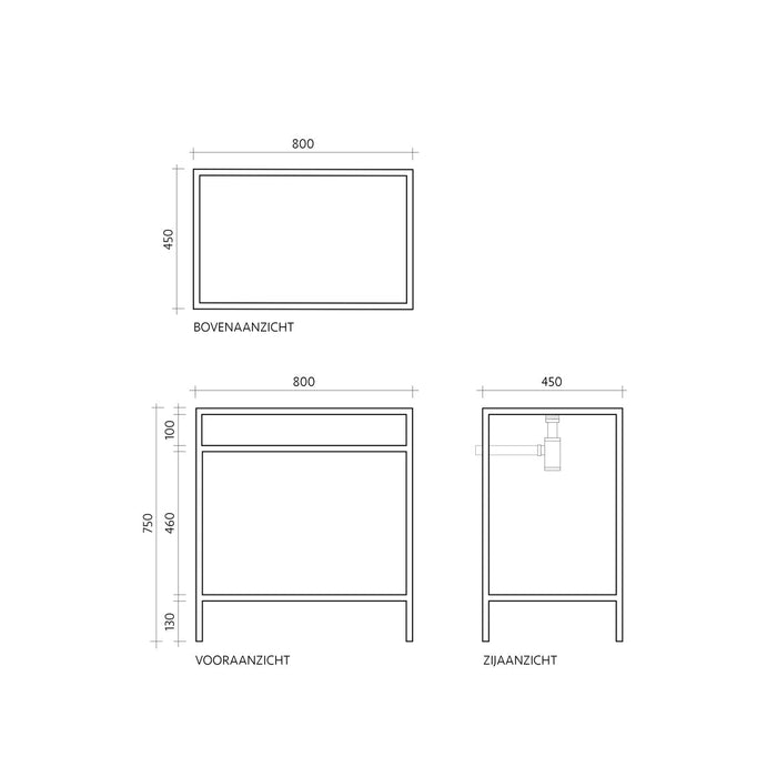 Mueble de baño con estructura Jules de acero negro 80 cm