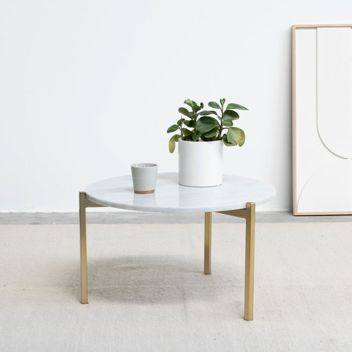 Marmor-Couchtisch Leonard weiß Ø58 cm