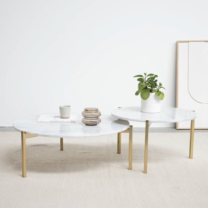 Marmor-Couchtisch Leonard weiß Ø58 cm