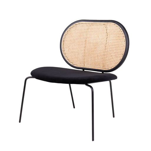 London stoel naturel rotan zwart velvet messing frame 