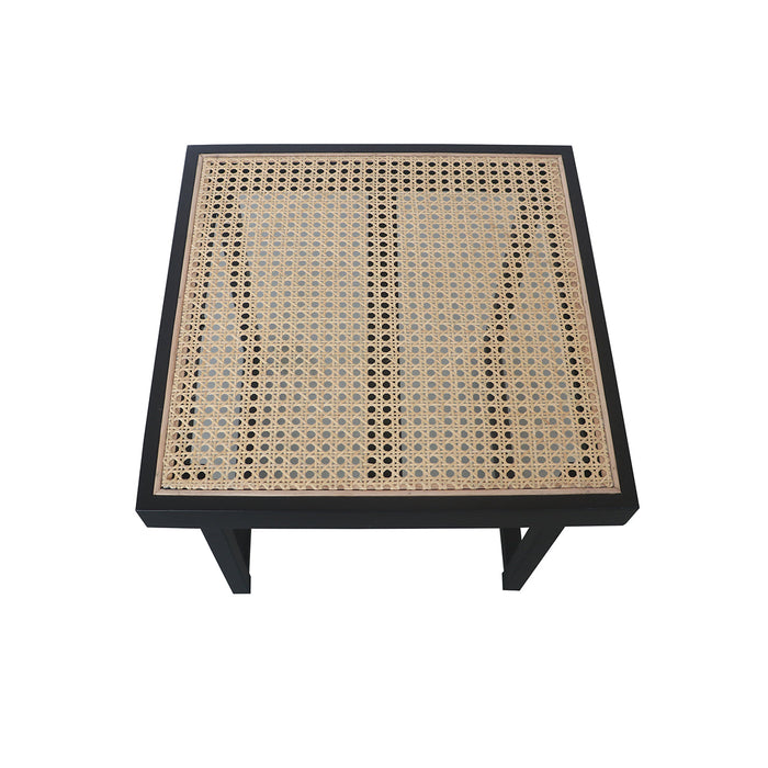 Maeva Bijzettafel Zwart/Naturel Rotan 45x45x43cm