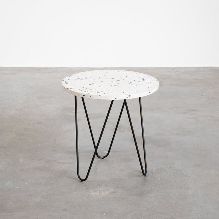 Bijzettafel marmer wit zwart terrazzo Furnified