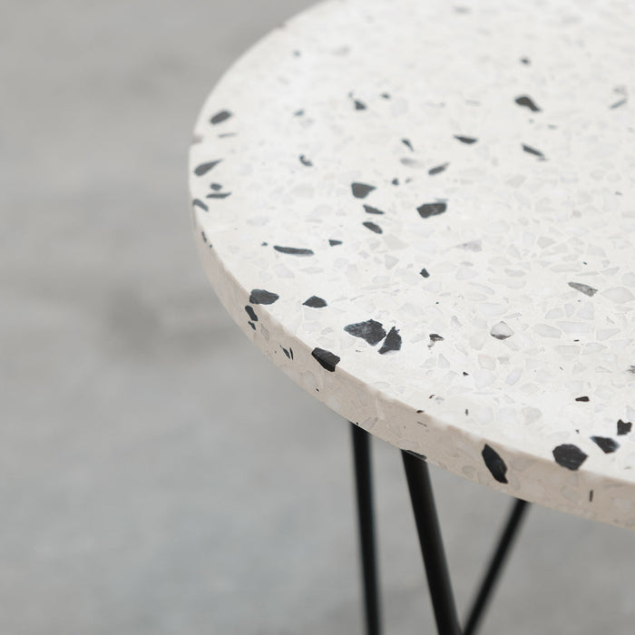 Bijzettafel marmer wit zwart terrazzo Furnified
