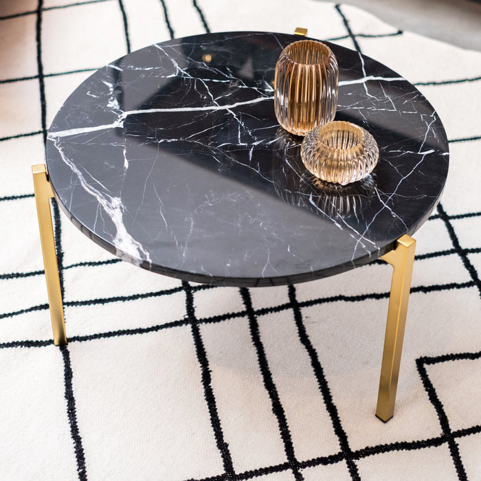 Mesa de centro de mármol Leonard negra Ø58 cm