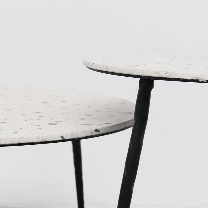 Mauritz Bijzettafel Zwart/Wit Terrazzo dia40x40cm Zwart